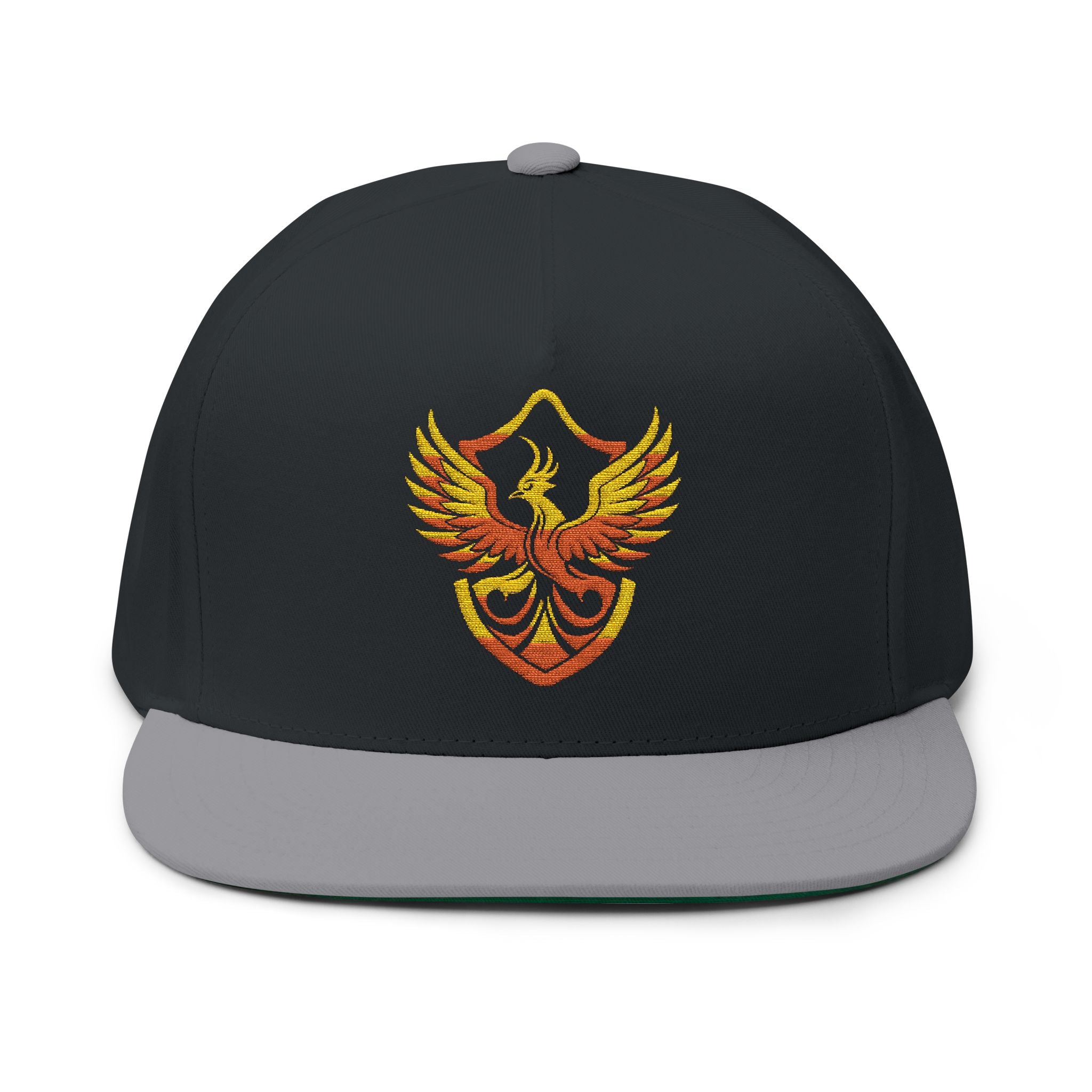 Phoenixx Cry Embroidered Flat Bill Cap — Vintage Firebird Patch Snapback Hat