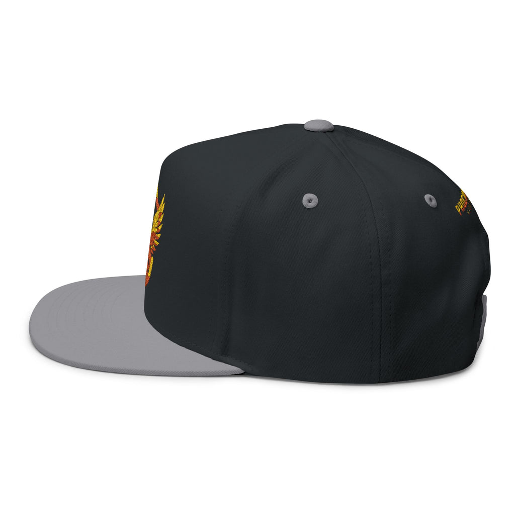 Phoenixx Cry Embroidered Flat Bill Cap — Vintage Firebird Patch Snapback Hat