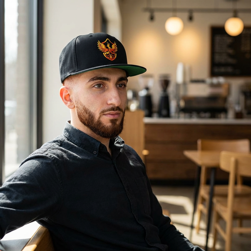 Phoenixx Cry Embroidered Flat Bill Cap — Vintage Firebird Patch Snapback Hat