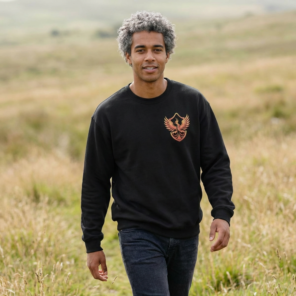 Phoenixx Crest Crewneck Sweatshirt with Back Print