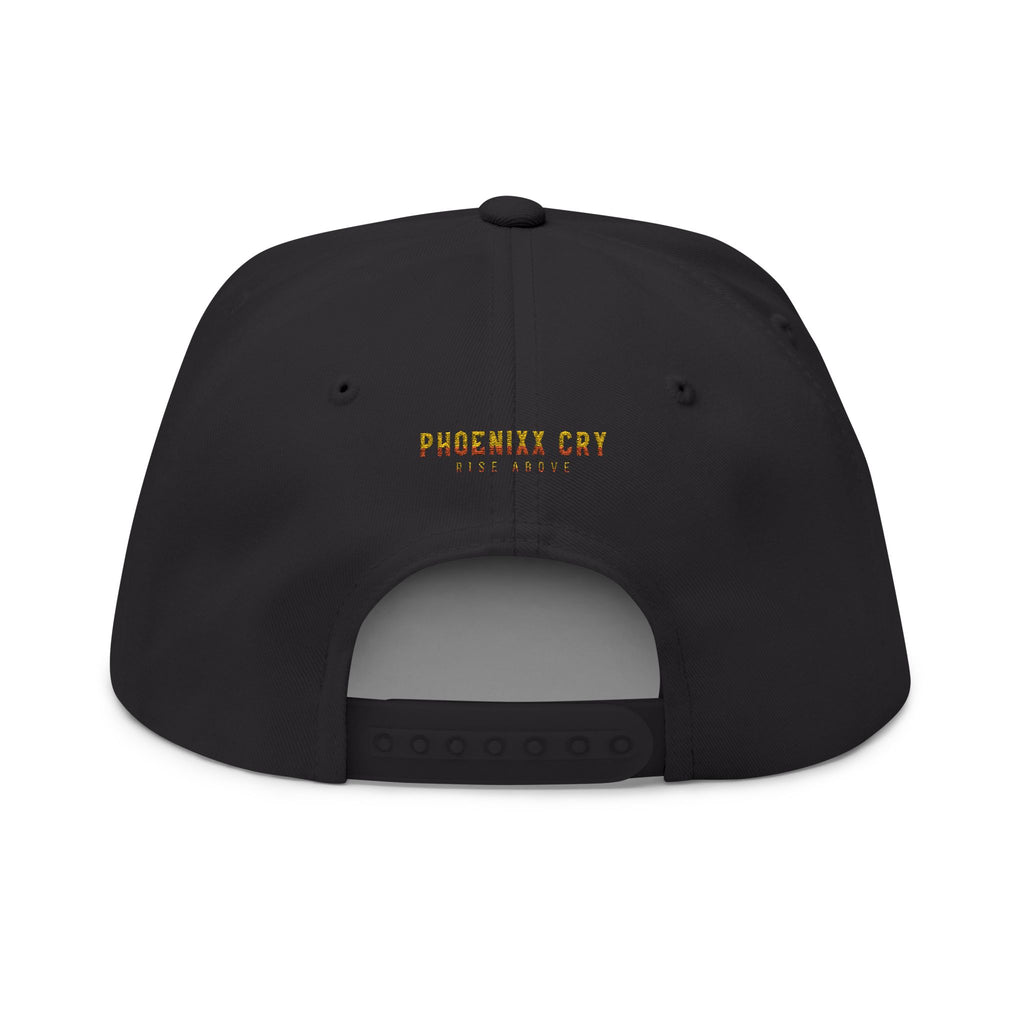 Phoenixx Cry Embroidered Flat Bill Cap — Vintage Firebird Patch Snapback Hat