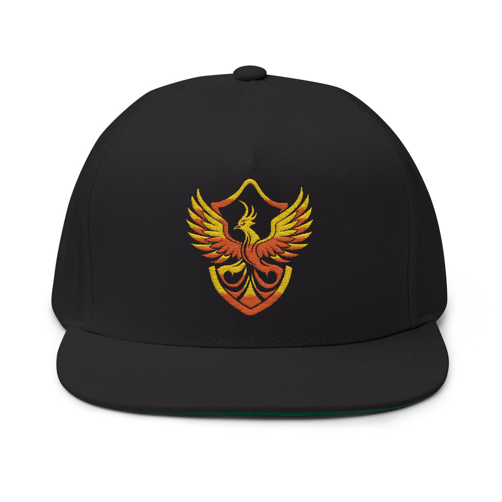 Phoenixx Cry Embroidered Flat Bill Cap — Vintage Firebird Patch Snapback Hat