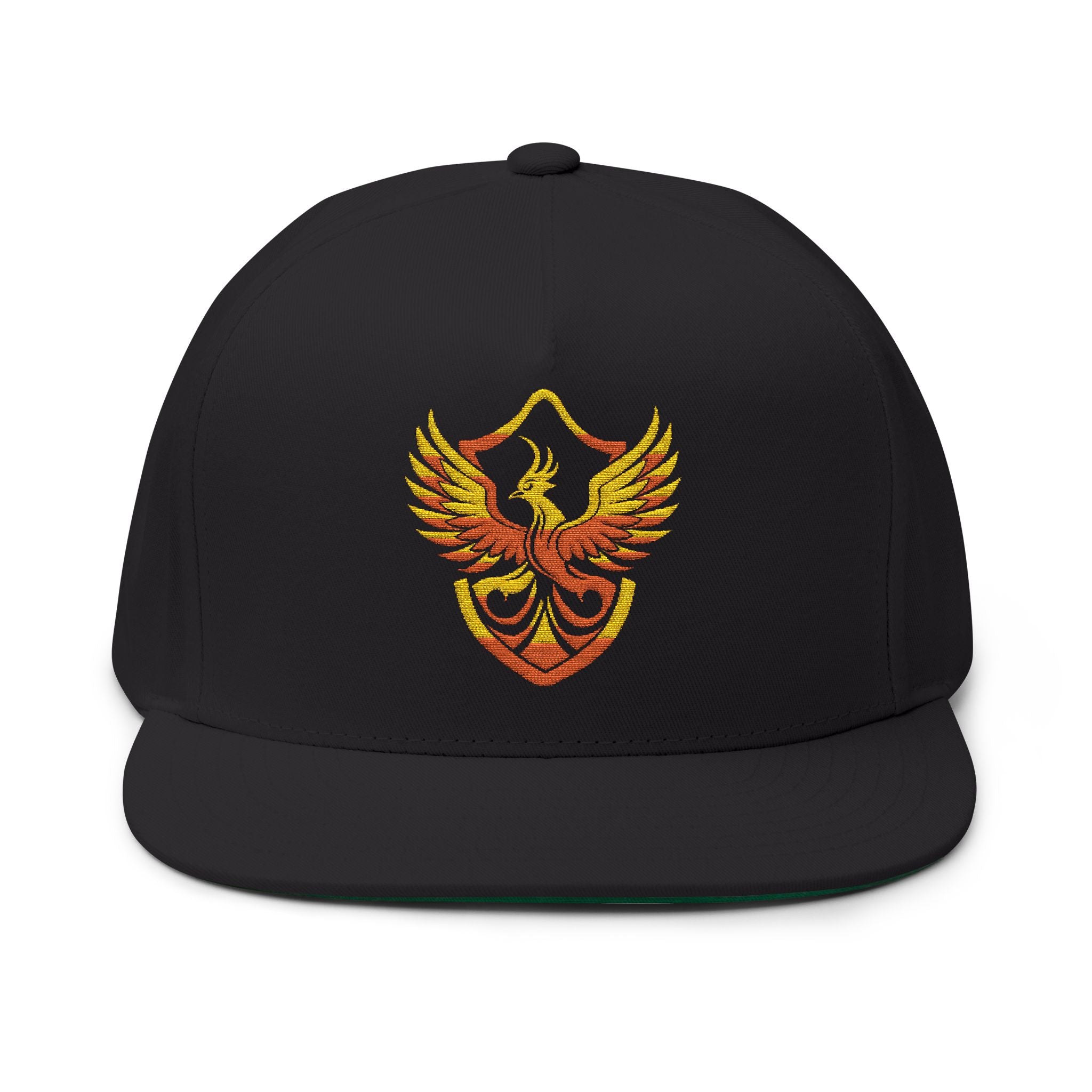 Phoenixx Cry Embroidered Flat Bill Cap — Vintage Firebird Patch Snapback Hat