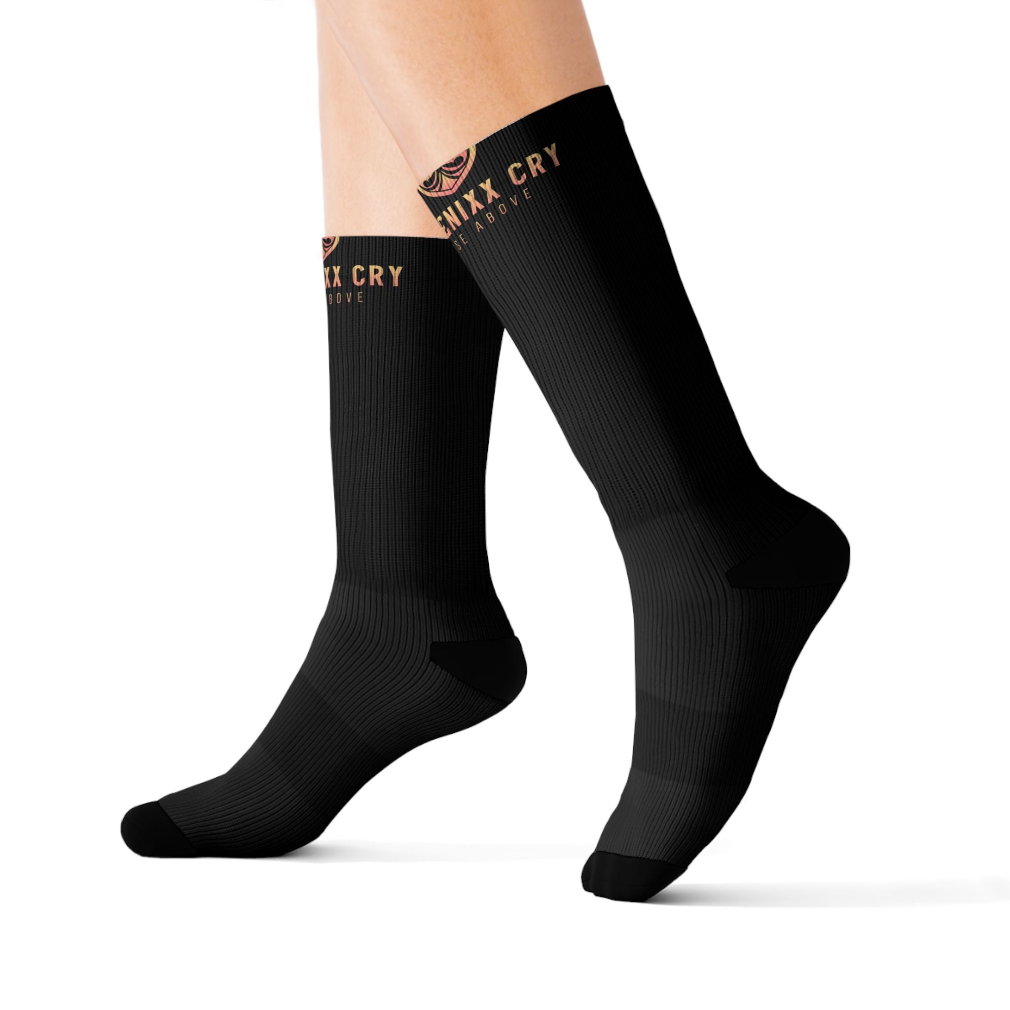 Phoenixx Cry Black Sublimation Socks
